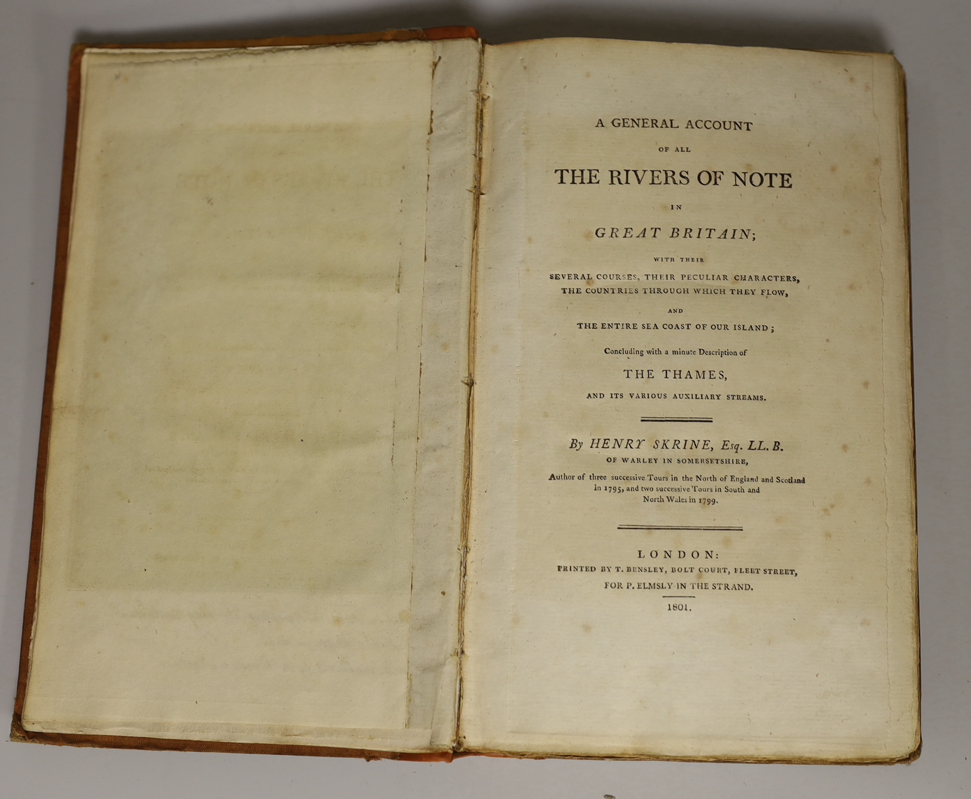 IRELAND: Ireland, Samuel- Picturesque Views on the River Thames, from Its Source in Gloucestershire to the Nore; with Observations on the Public Buildings and Other Works of Art in its Vicinity, first edition, 2 vols., 2